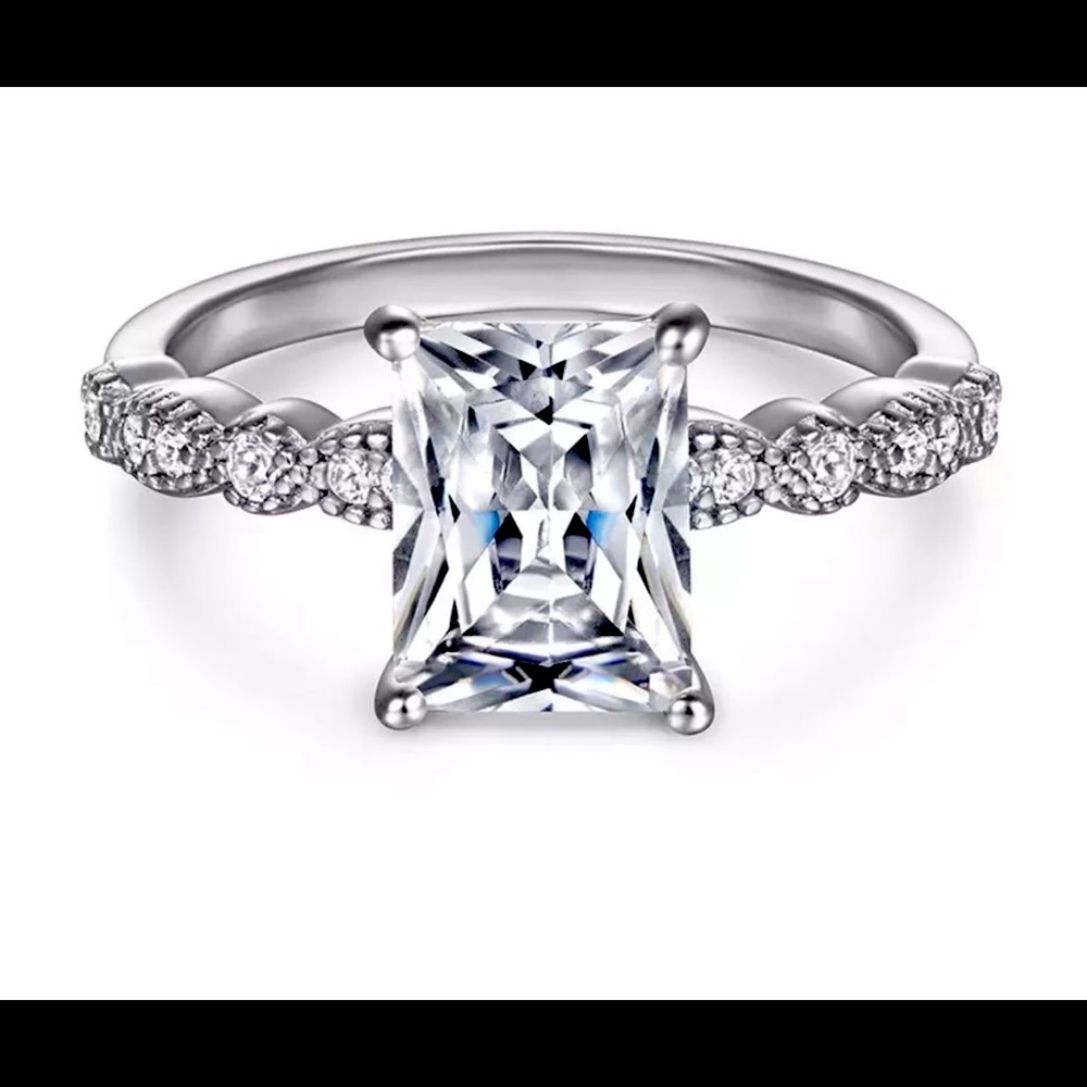 Solid 925 Sterling Silver 5A Zircon Bling Ring